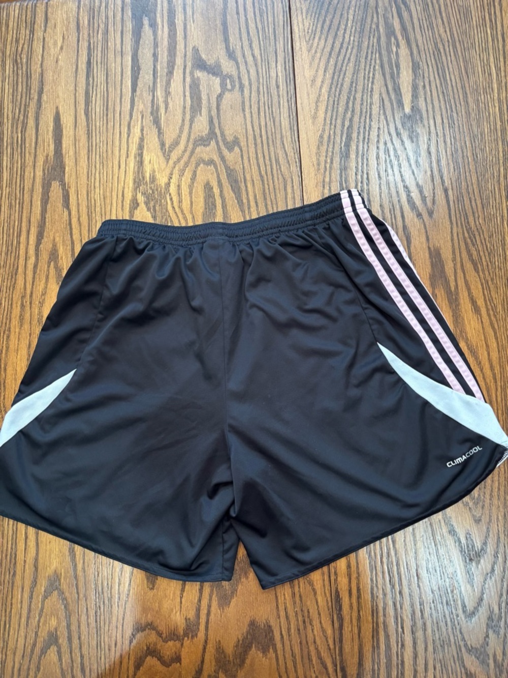 adidas Black Athletic Shorts with Pink Side Stripes